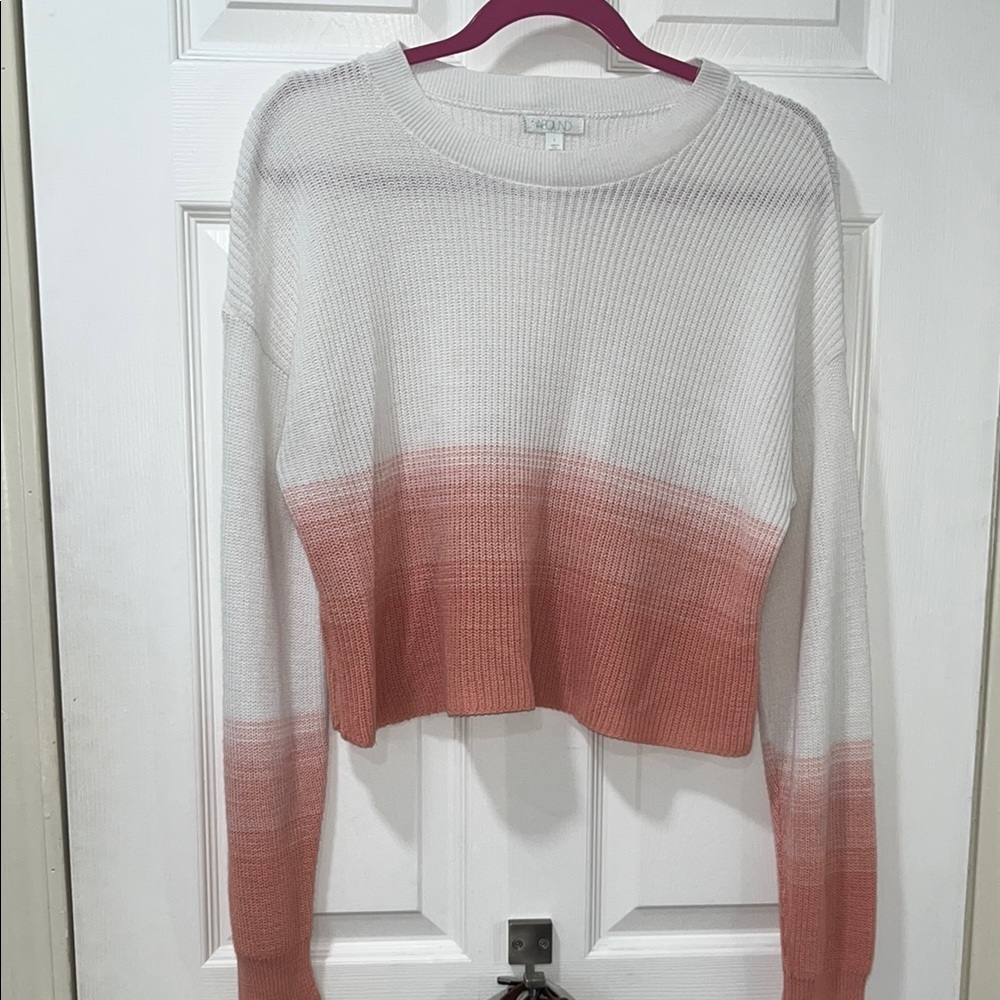 Abound - White and Pink Ombre Sweater